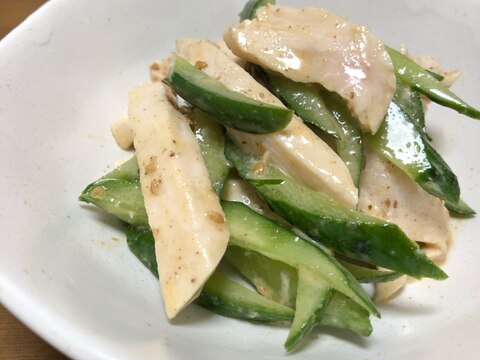 鶏胸肉の胡麻ラー和え